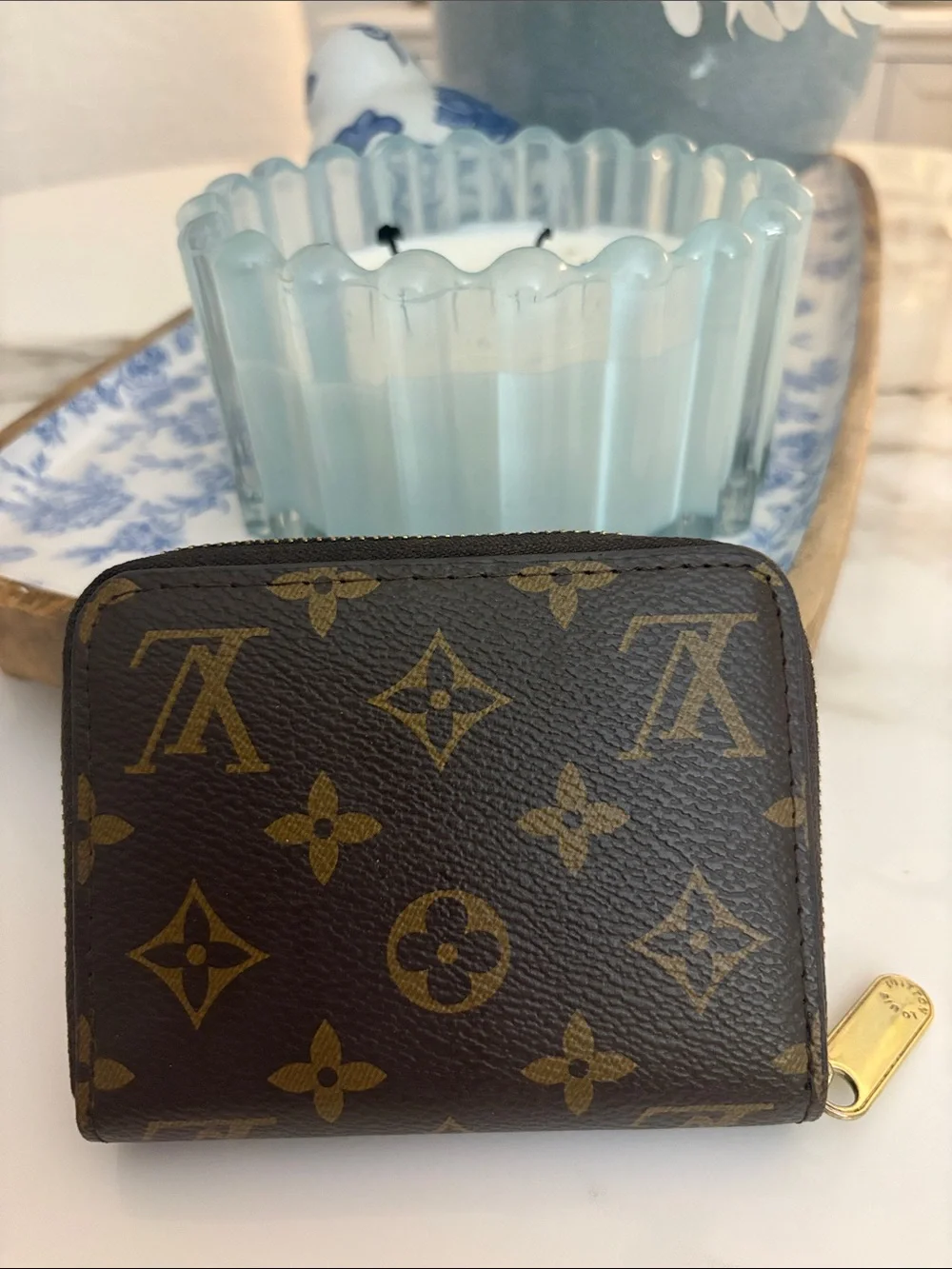 Louis Vuitton Monogram Brown and Gold Compact Zip Coin Purse